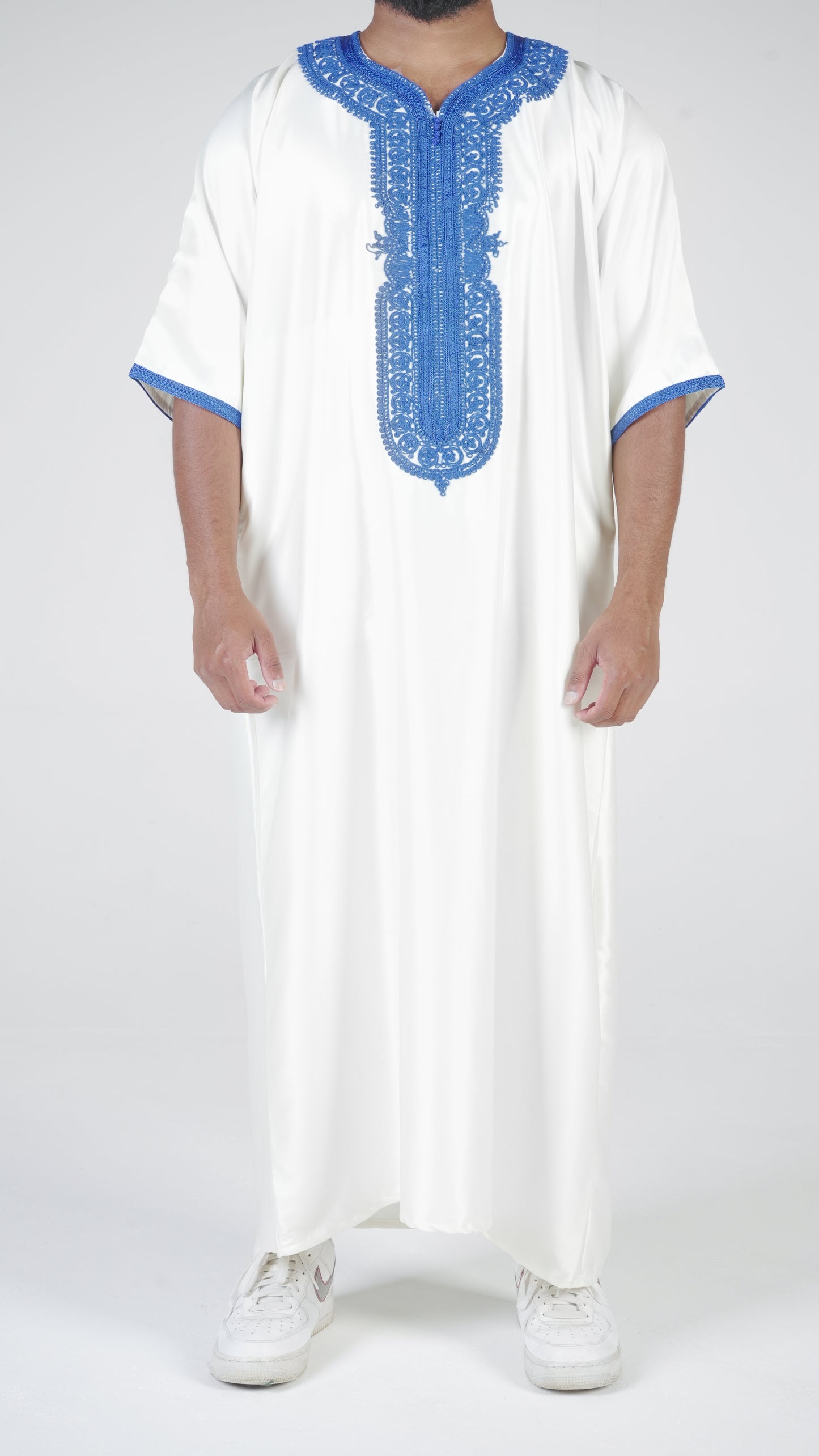 Premium Morrocan Cream Blue Thobe