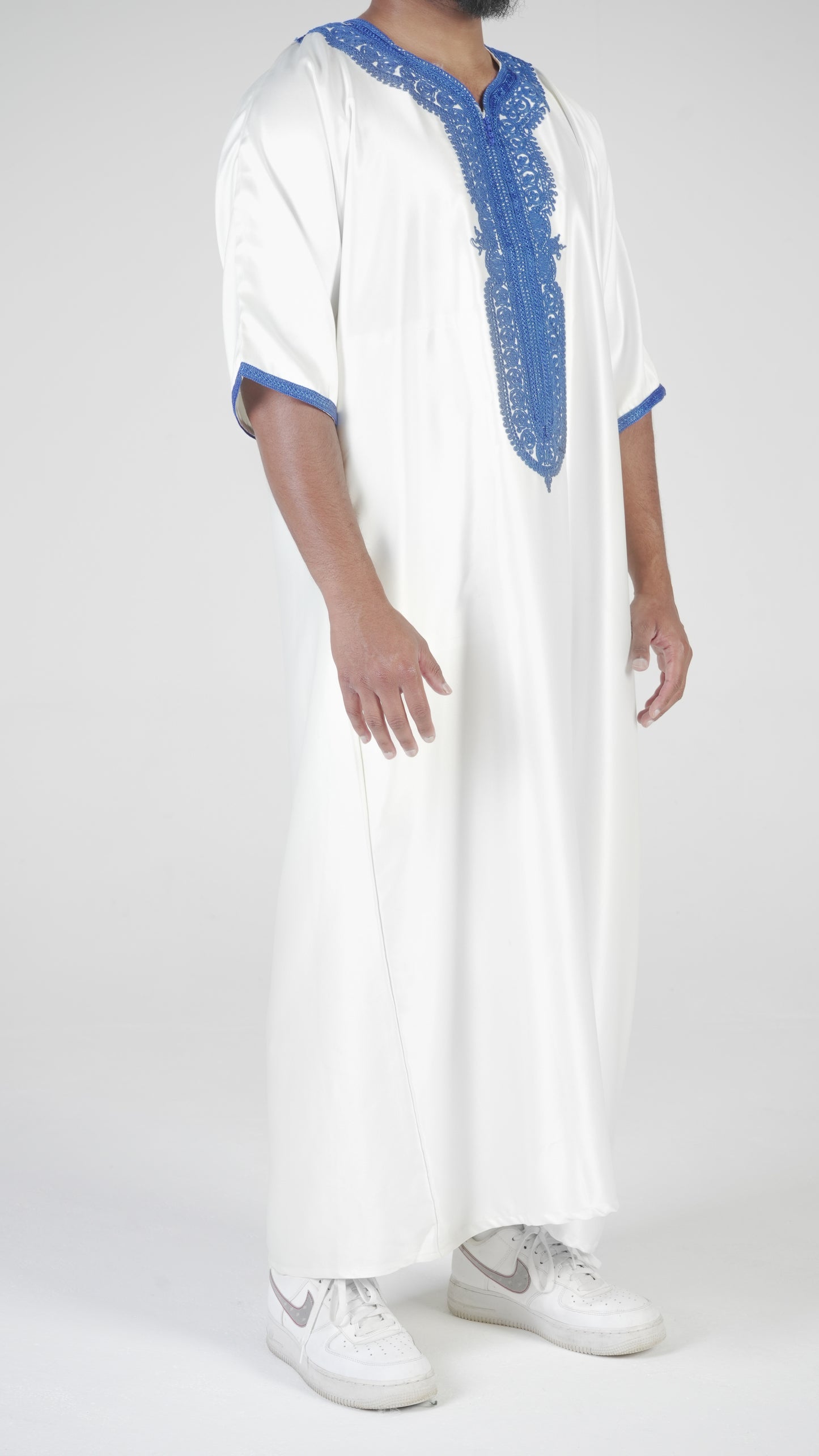 Premium Morrocan Cream Blue Thobe
