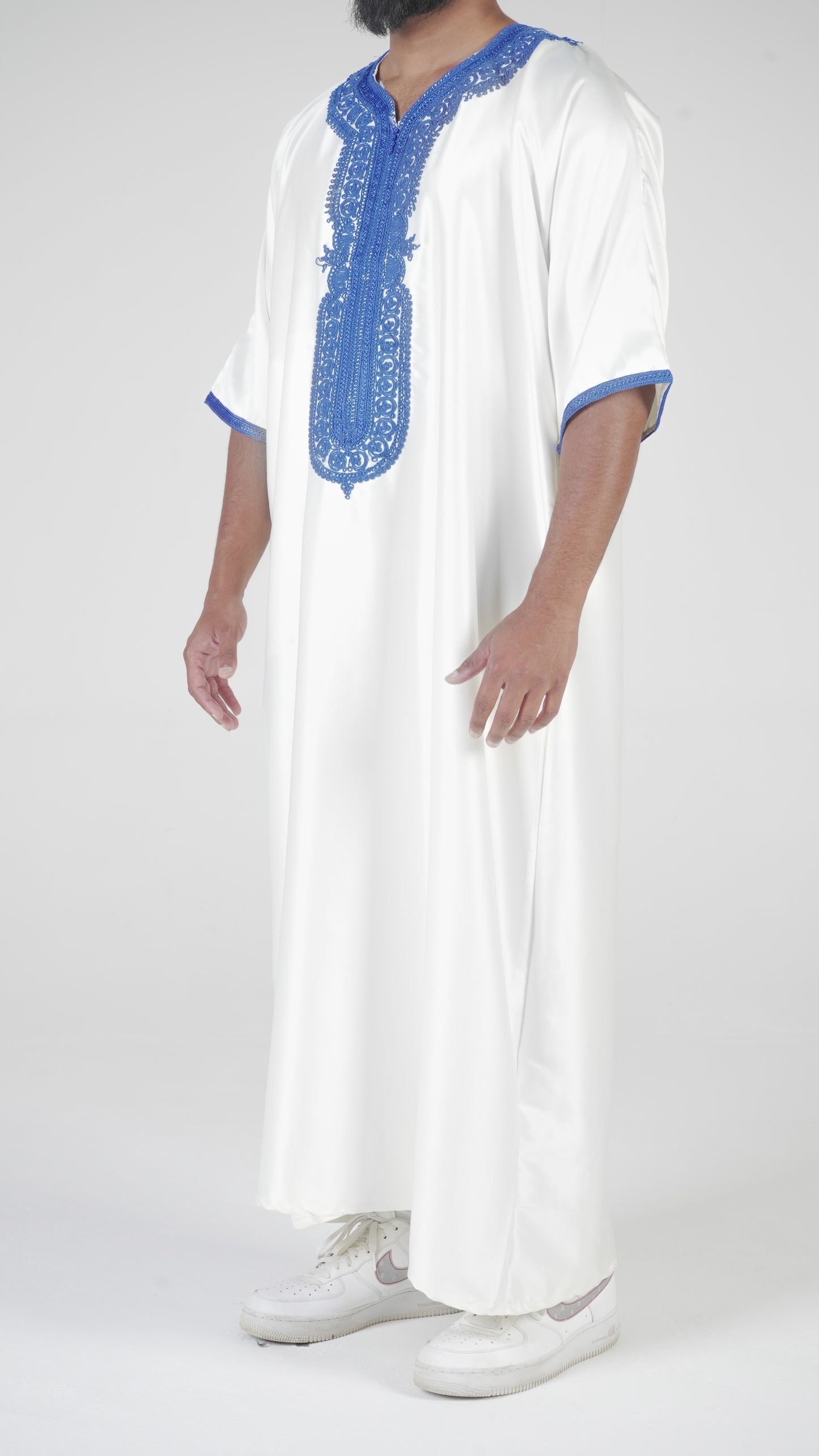 Premium Morrocan Cream Blue Thobe